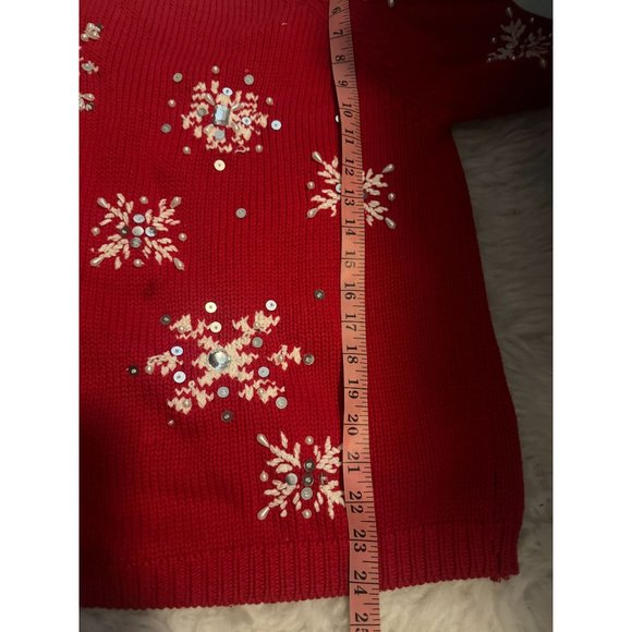 Vintage Casa Maglia Christmas Holiday Sweater Rhinestones Size L - Picture 9 of 10